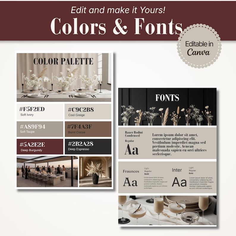 Event Planner Brand Kit Canva | Luxus Branding Kit, Neutral Brand Kit, Logos, Farbpalette & Schriftarten | Branding Kit für kleine Unternehmen Bild 5