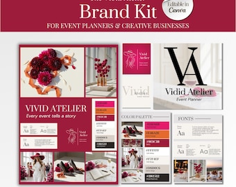 Event Planner Brand Kit Canva | Luxus Branding Kit, Logos, Brand Boards, Farb- & Schriftpalette | Brand Kit für Kreative