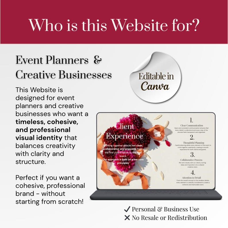 Event Planner Website Template Canva Event Planning Editable Business