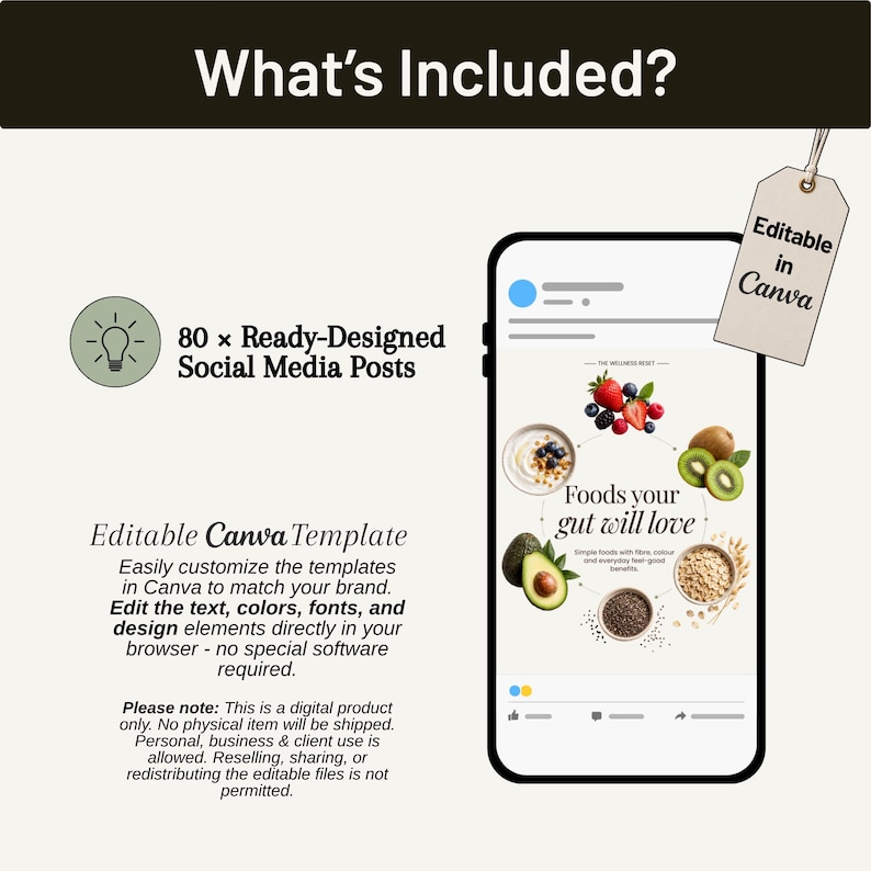 Health & Wellness Instagram Canva Templates: 80 Posts for Content ...