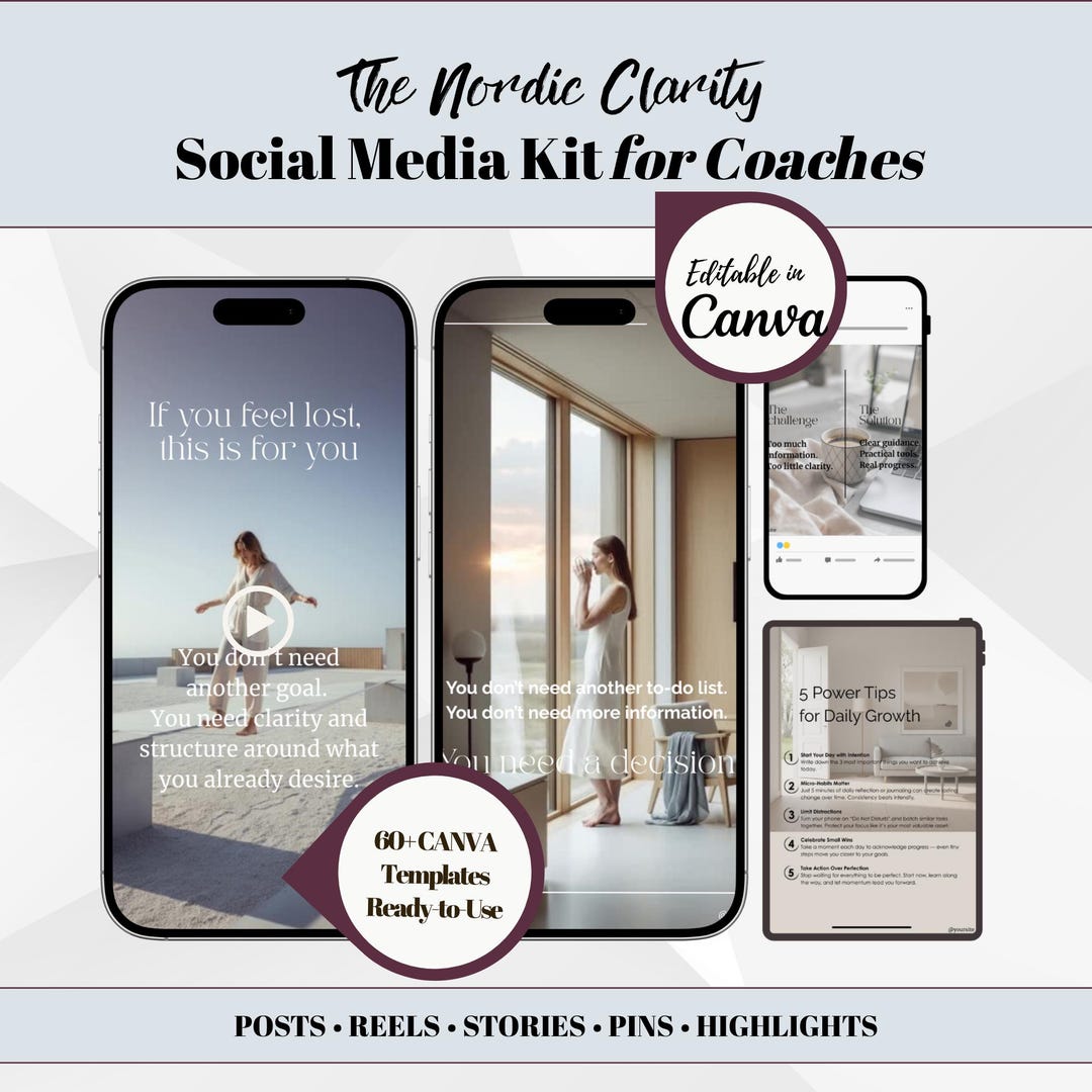 Coach Social Media Kit Canva Templates | Instagram Posts, Reels ...