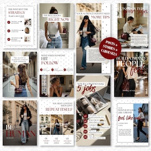 Instagram Templates for Content Creators | Editorial Canva Social Media Posts & Carousel Templates, Personal Brand Kit, Social media manager