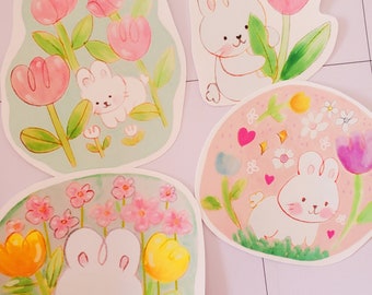 Bunny sticker pack - vinyl stickers for planner, journal, agenda, decoration, Easter, Labels, cute stickers