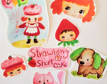 Strawberry shortcake - sticker pack, cute stickers for planner, journal, agenda, decoration, Labels, positive words, stickers