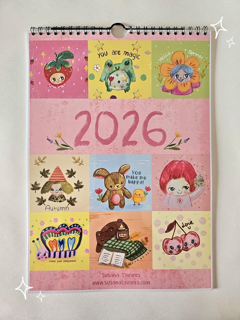 2026 Wall Calendar – Cute Kawaii Art, Illustrated Monthly Planner - Etsy