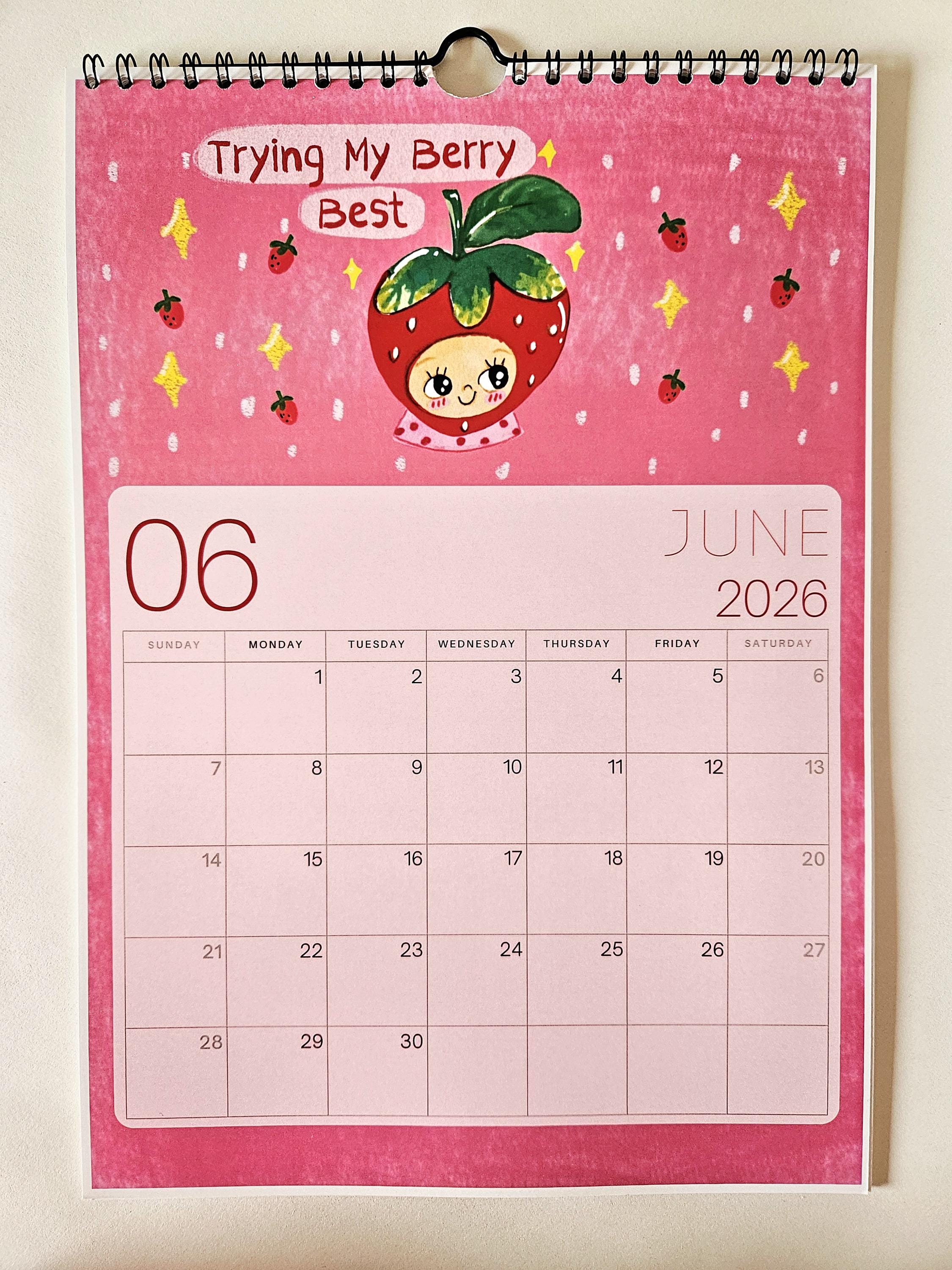 2026 Wall Calendar – Cute Kawaii Art, Illustrated Monthly Planner - Etsy