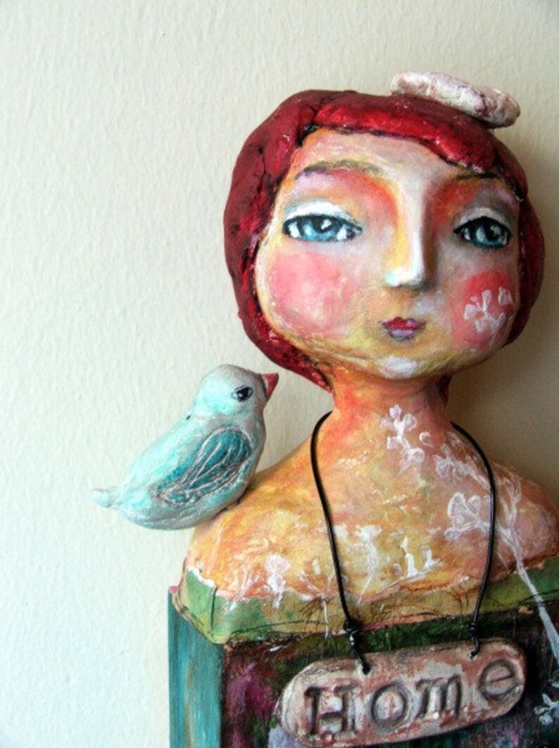 HOME art doll clay mixed media art Etsy