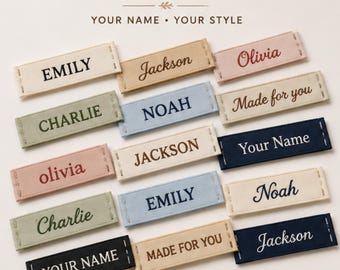 Custom Woven Name Tags, Personalized Woven Labels, Nametapes for Clothing, Custom Fabric Name Labels, Sew On Iron On Tags for Kids & Adults