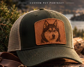 Custom Pet Portrait Trucker Hat Patch, Custom Laser Engraved Pet Patch, Personalized Dog Patch, Cat Photo Patch, Pet Lover Gift, Hat Patch