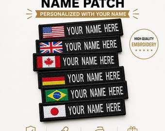 Custom Woven Flag Badge Patch, Personalized Name Tape Flag Patch, Woven Flag Badge, Custom Name Patch for Jackets, Hats & Uniforms