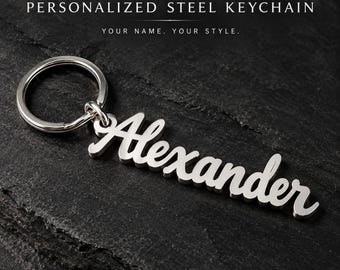 Custom Metal Keychain, Personalized Name Keyring, Durable Stainless Steel Keychain, Engraved Name Key Ring, Custom Gift for Him or Her