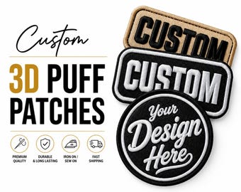 Custom 3D Embroidered Patch, Personalized Raised Embroidery Patch, Custom Logo Name Patch, Iron On Sew On Patch for Jackets, Hats & Bags