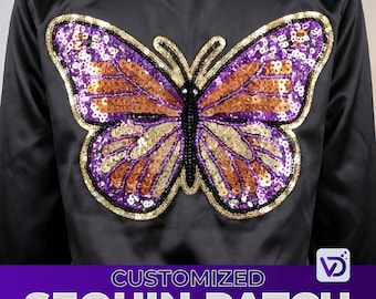 Custom Sequin Patches for Jackets, Dance Team Patch, Sparkly Logo Patch, Large Sequin Applique, Custom Logo Patch, Large Back Patch