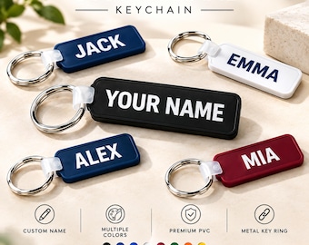 Custom Soft 3D Name PVC Keychain, Personalized Rubber Key Ring, Custom Name Keychain, Raised Letter Keyring, Waterproof Gift for Kid & Adult