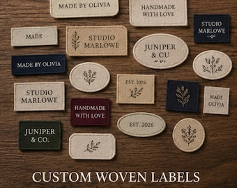 Custom Woven Labels, Personalized Fabric Brand Tags, Clothing Labels, Custom Logo Labels, Sew On Iron On Tag for Clothing & Handmade Product