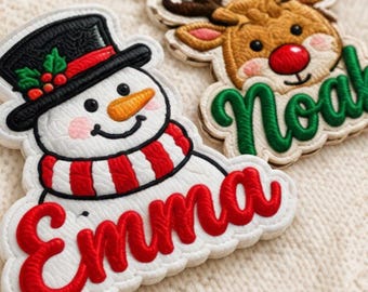 Custom Christmas Embroidered Name Patch, Personalized Holiday Name Patch, Christmas Embroidered Patch, Custom Name Gift