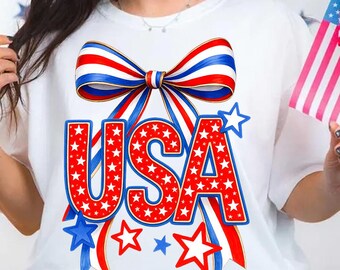 Usa Coquette Png American Stars Png 4th of July Bow Png 4th of July Png Red White Blue Png Stars And Stripes Bow Pattern Coquette Clipart