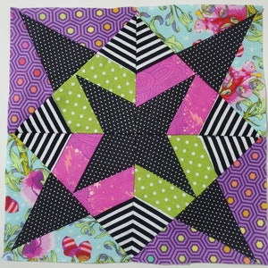 Star Block Pattern - PDF Quilt Pattern - Contemporary Quilt Block - 5 sizes