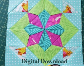 デジタルPDFキルトブロックパターン｜万華鏡キルトブロックパターン（2