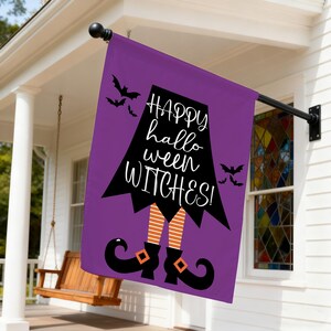 Happy Halloween Garden Flag,Double Sided Witch Decor,Fall Welcome Porch Sign,Autumn Yard Banner,Spooky Season,Halloween Party,Treat or Trick