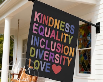 Kindness Equality Inclusion Diversity Love Garden Flag,Progressive Human Rights Decor,Feminist Gift,Liberal Home Pride,Social Justice Sign