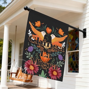 Chinga La Migra Garden Flag,Anti ICE Protest Sign,No Borders Art,Fuck Trump Flag,USA Art Garden Banner,Liberal Resistance Decor For Activist