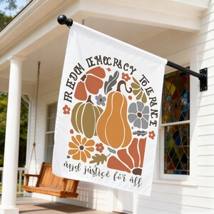 Fall Pumpkin Political Yard Sign,Halloween FDT Anti Patriarchy Garden Flag,Social Justice Banner,Halloween Gift,Freedom Democracy Tolerance