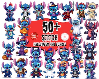 Paquete de diseños PNG de puntada de Halloween, diseños de puntada de sublimación, puntada PNG, sublimación de Lilo y puntada, paquete de puntada, clipart de puntada