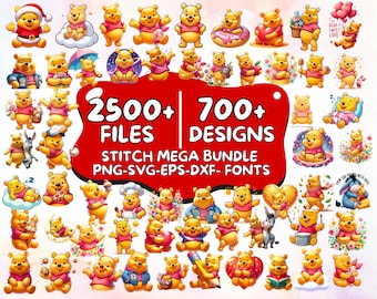 Winnie the Pooh SVG PNG Clipart Bundle, Winnie the Pooh png, Winnie the Pooh svg, Winnie the Pooh födelsedagsinbjudningar, Ior Nasse Tigge
