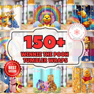 150 Winnie the Pooh Tumbler Wrap Bundle, Cartoon Tumbler Wrap, Winnie the Pooh Sublimation Designs, Winnie The Pooh Cartoon Tumbler Wrap PNG