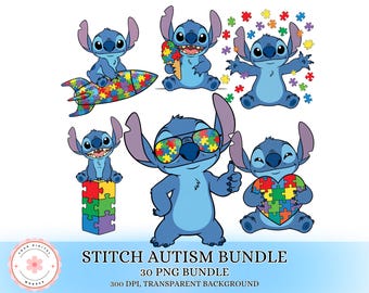 Stitch Autism Awareness PNG Bundle, Stitch Autism, Autism Shirt , Stitch png, Stitch Autism svg, Stitch Shirt png, Cartoon Autism png bundle