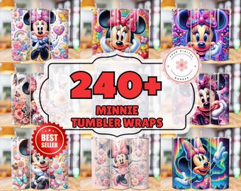 Paquete de envoltorios para vasos de Minnie, envoltorio delgado para vasos de 20 oz, diseño de sublimación PNG para vasos de 20 oz, archivo de plantilla de diseños de descarga instantánea digital