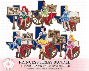 Texas PNG Bundle, She’s From Texas I Know It Png, Western Princess Texas PNG, All Princess PNG Bundle Download, Cartoon Texas Png Bundle