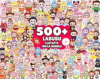 500+ Labubu Clipart Mega Bundle, Labubu PNG Bundle, Labubu Clipart, Labubu Bundle PNG, 500 download digitale simpatico cartone animato, La bubu PNG