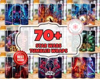 Más de 70 envoltorios para vasos de Star Wars, diseño PNG de descarga instantánea para vasos de 20 oz, plantilla digital para vasos delgados de 20 oz