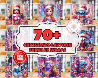 Bundle 70 Cartoon Christmas Tumbler Wrap, 20oz Skinny Tumbler, Cartoon bundle wrap, 20oz skinny tumbler, Christmas bundle png