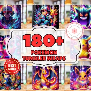 Poke Tumbler Wrap Bundle, 20 Unzen Skinny Tumbler Wrap, 20 Unzen Tumbler Png Sublimation Design, digitale Sofort Download Designs Vorlagendatei