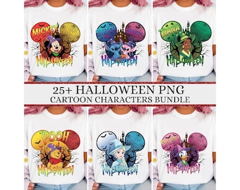 Halloween-muis en vrienden png-bundel, Trick or Treat png, Spooky Vibes png, Halloween-gezinsuitje png, Mıckey Halloween-shirtontwerp png