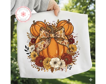 Disneyland Pumpkin Fall Png, Disneyland Halloween Tee, Disneyland Girls Trip, Floral Coquette png, Fall Pumpkin png, Autumn png,
