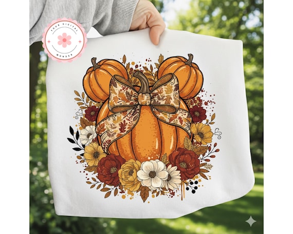 Disneyland Pumpkin Fall Png, Disneyland Halloween Tee, Disneyland Girls Trip, Floral Coquette png, Fall Pumpkin png, Autumn png,