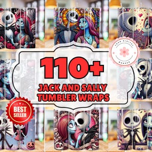 Puede incluir: Un conjunto de más de 110 envoltorios para vasos de Jack y Sally. Los envoltorios presentan varias imágenes de Jack Skellington y Sally de Pesadilla antes de Navidad. Los envoltorios están diseñados para usarse en vasos y están disponibles en una variedad de colores y diseños.