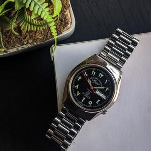 Reloj automático vintage West End de los años 80, bañado en oro k-4699