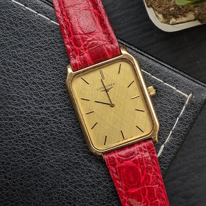 Vintage 1987&#39;s Longines Tank V textured Dial 832 1193 manual winding with onyx crown