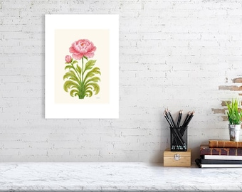 La floraison et la promesse – Collection Rêverie botanique | Imprimé botanique floral rose | Décoration murale Cottagecore élégante - Base en porcelaine ivoire