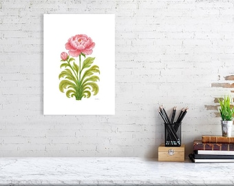 La floraison et la promesse – Collection Rêverie botanique | Imprimé botanique floral rose | Décoration murale Cottagecore élégante - Blanc porcelaine