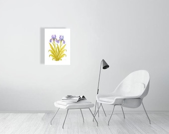 Iris de lumière douce – Collection Rêverie botanique | Impression botanique iris violet | Décoration murale florale Cottagecore élégante - Blanc porcelaine