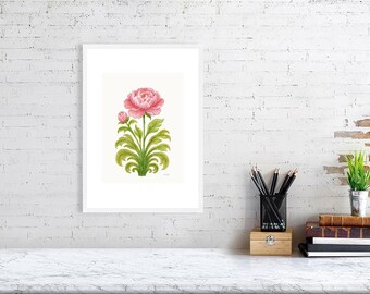 La floraison et la promesse – Collection Rêverie botanique | Imprimé botanique floral rose | Décoration murale Cottagecore élégante - Soie crème au sol