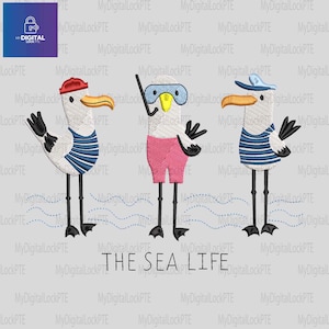 Seagull Embroidery Design, Funny Seagull Embroidery File, Animal Embroidery Machine File, Instant Download, Includes 3 Sizes