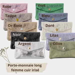 Porte-monnaie cartes femme irisé cuir italien