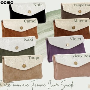 Porte-monnaie cartes femme irisé cuir suède italien